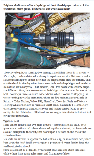 Boat Dripless Shaft seal info